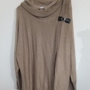 Cozy Tan Sweater with Buckle Detail.JM Collection Large